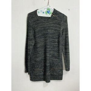 Womans Creazioni Effect Black Gray Long Sleeve Knit Sweater Xl Zipper Accent NWT